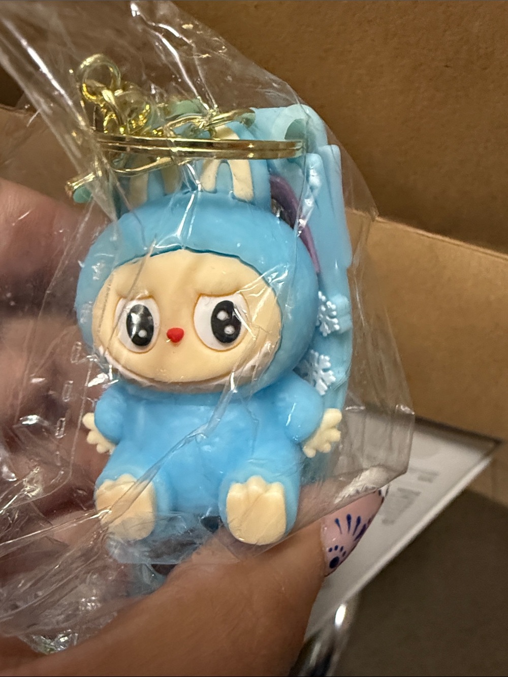 Blue Cute Character Keychain Plush Charm